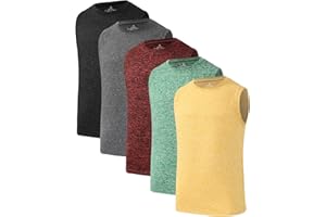 Star Vibe 5 Pack Boys Tank Tops Dry-Fit, Moisture Wicking Active Athletic Shirts Sleeveless Performance T-Shirts for Kids