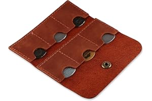 GMAKIN Leather Guitar Pick Holder, Guitar Pick Holder Case Bag, Plectrum Case Bag, Pick Cover, Gift for Guitar Players (Cognac)