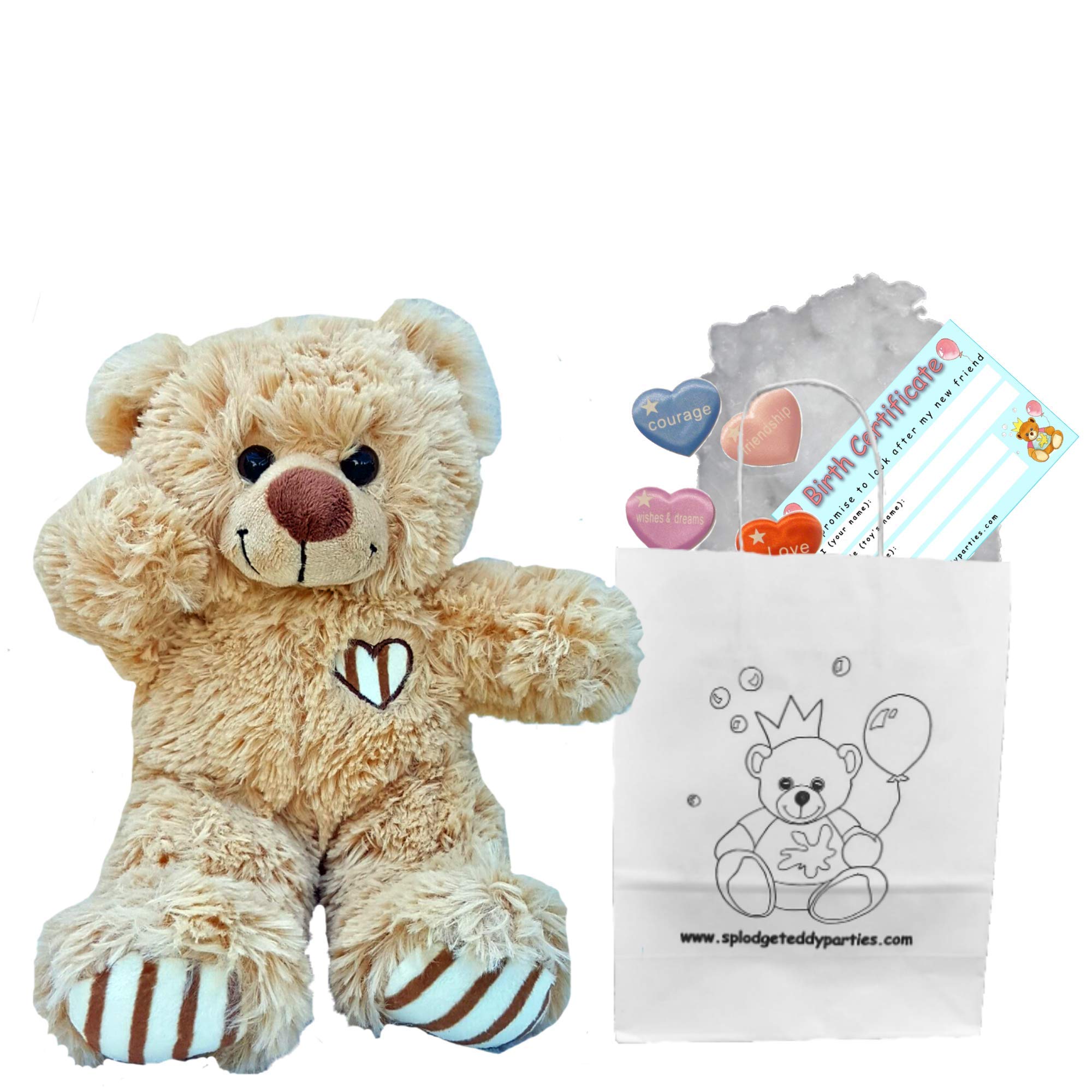 Splodge Teddy Parties - Brown Cuddles Bear Soft Plush Toy - 10 inch / 25cm - Build your own Teddy Bear Kit