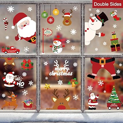 Tifeson Christmas Window Clings Holiday Decorations 79 Pcs Xmas