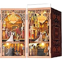 MiniCity Book Nook Kit, Miniature DIY Dollhouse Booknook Kit, 3D Wooden Puzzle Bookend Bookshelf Insert Decor with LED Light 