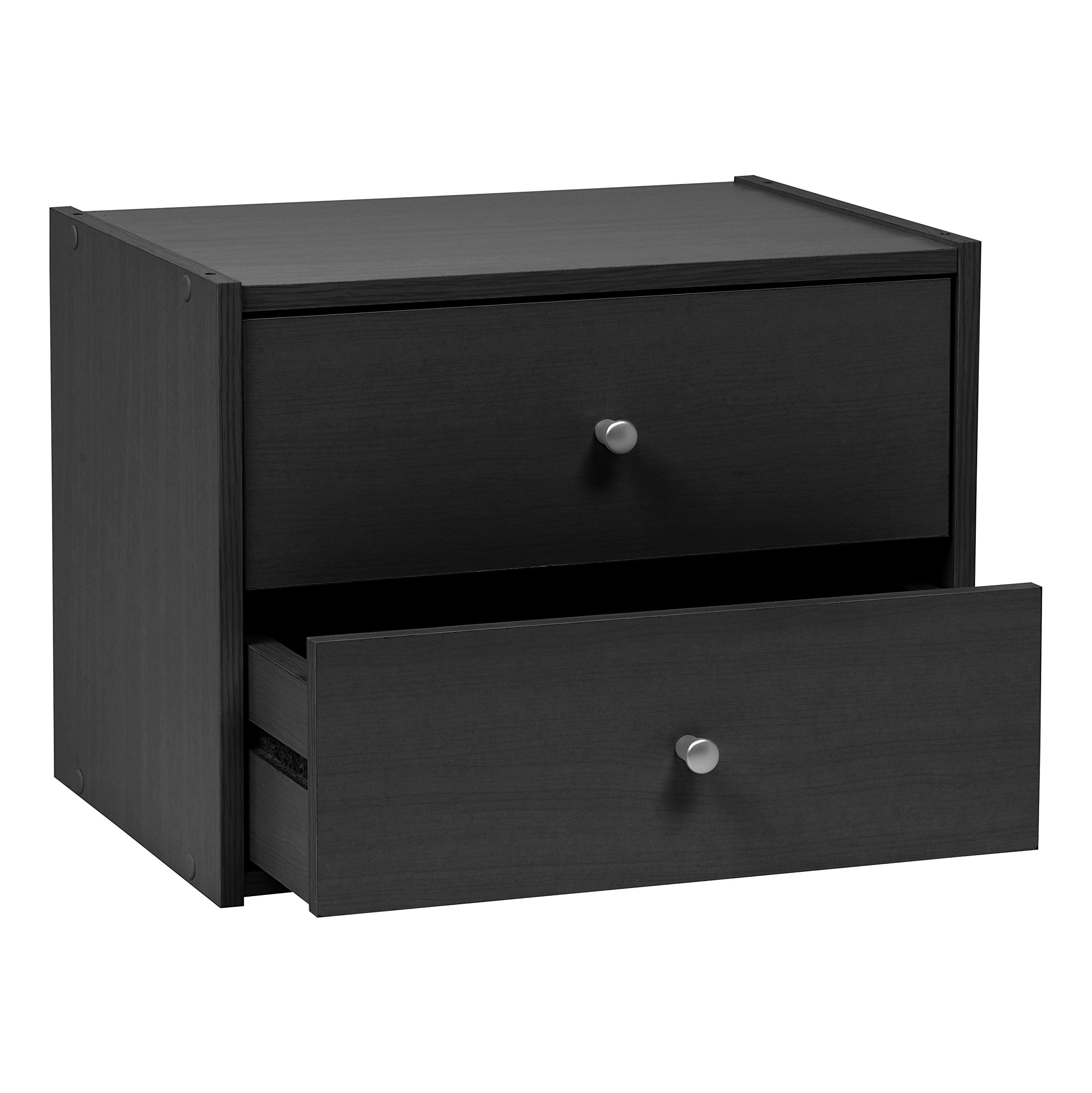 IRIS USA, SBDR BLK, Modular Stacking Storage Box with Drawers, Black, 1 Pack