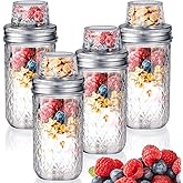 Vesici 4 Pack 25 oz Overnight Oats Containers with Lids Dual-laryer Yogurt Parfait Cups with Dry and Wet Separation Overnight Oats Containers Pudding Jars Prep Glass Jars for Oatmeal Nut