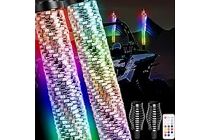AUDEXEN New Upgraded 3FT RGB Whip Lights with Anti-Fracture Spring Base, Spiral Led Whip Light with App and Remote Control for Jeep UTV ATV Off-Road RZR Polaris Truck Car 4X4 Sand Buggy Dune (2 Pack)