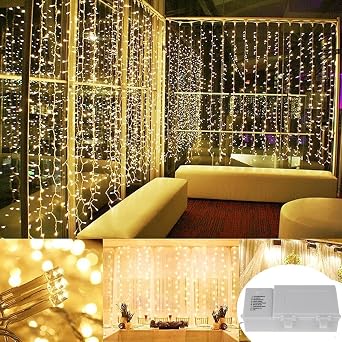 Batterie 3 M X 3 M 300 Warmweiss Led Lichterketten Vorhang Innen