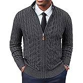 PJ PAUL JONES Mens Cardigan Sweater Full Zip Up Stand Collar Cardigans Long Sleeve Knitted Sweaters