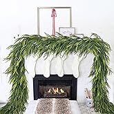 Norfolk Pine Garland Christmas Decoration Clearance, 6ft Artificial Pine Greenery Garland for Mantel Fireplace Stairs Railing Table Centerpiece Home Decor (Green)