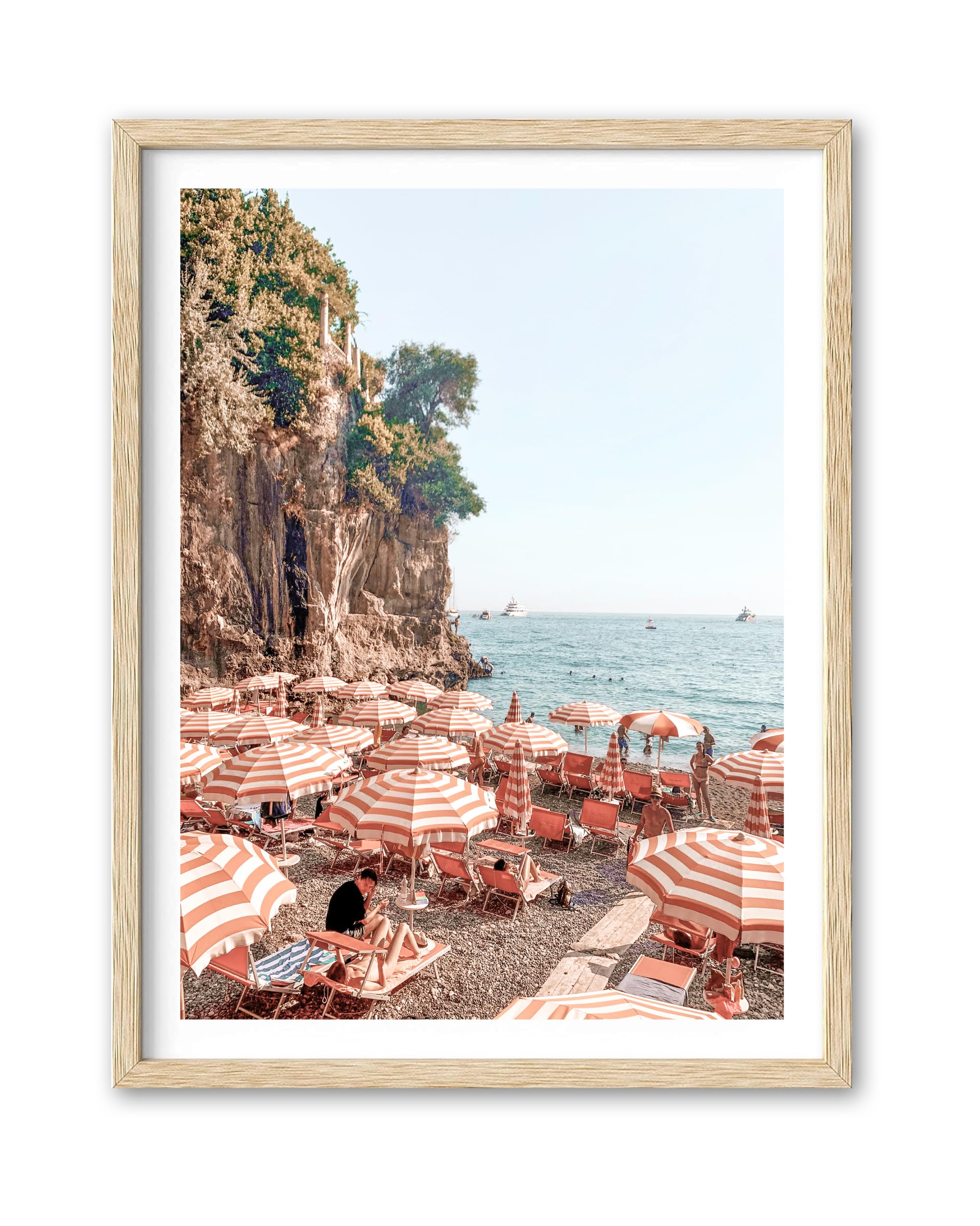 Photo 1 of HesenDot Natural OAK Wood Framed Summer in Positano Wall Art,12x16in Italy Amalfi Coastal Canvas Wall Print,Arienzo Beach Umbrellas Poster Wall Decor for Living Room,Bedroom,Office Gallery Set of 1