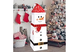 Marspark 4 Pieces Christmas Box Decoration Nesting Decorative Stackable Nesting Christmas Stacking Boxes(Snowman)