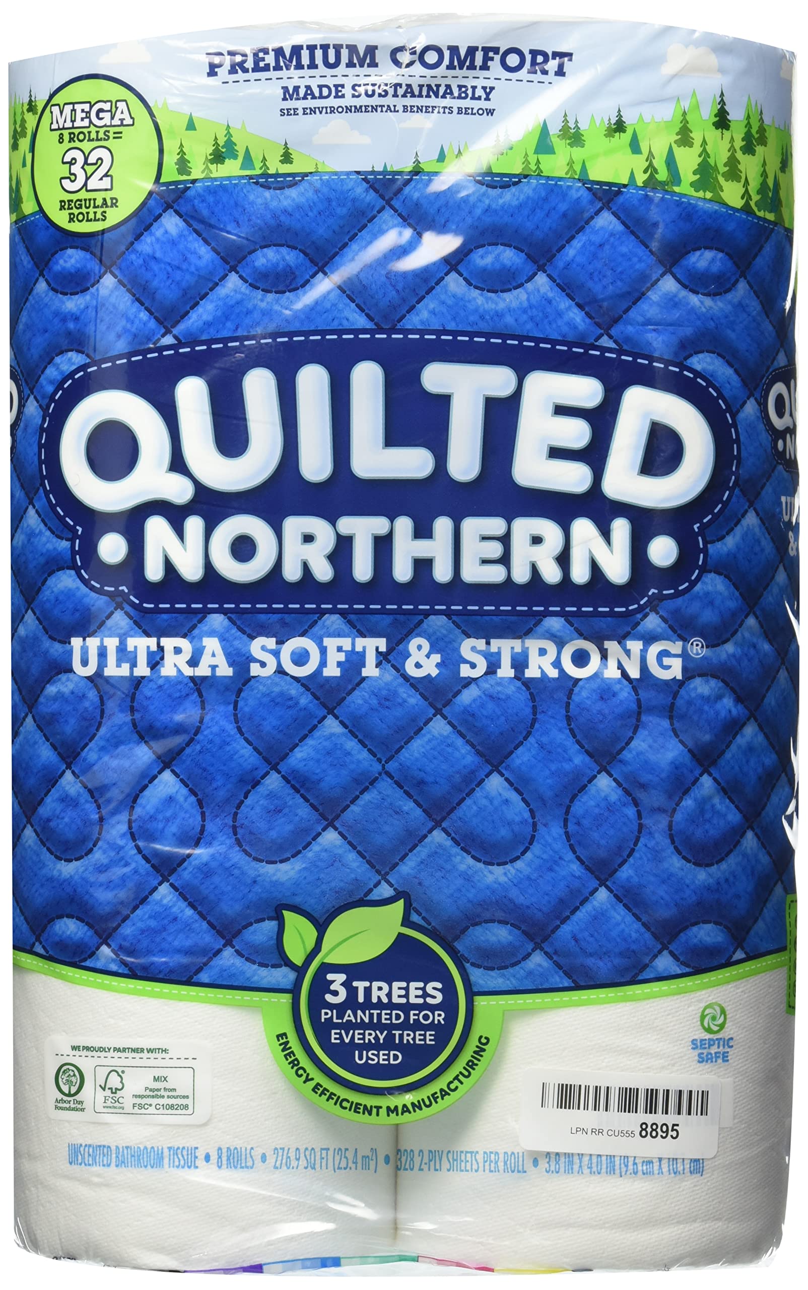 Photo 1 of Quilted Northern Quilted Northern Ultra Soft & Strong Toilet Paper, 8 Mega Rolls, 8 = 32 Regular Rolls, 8 Count