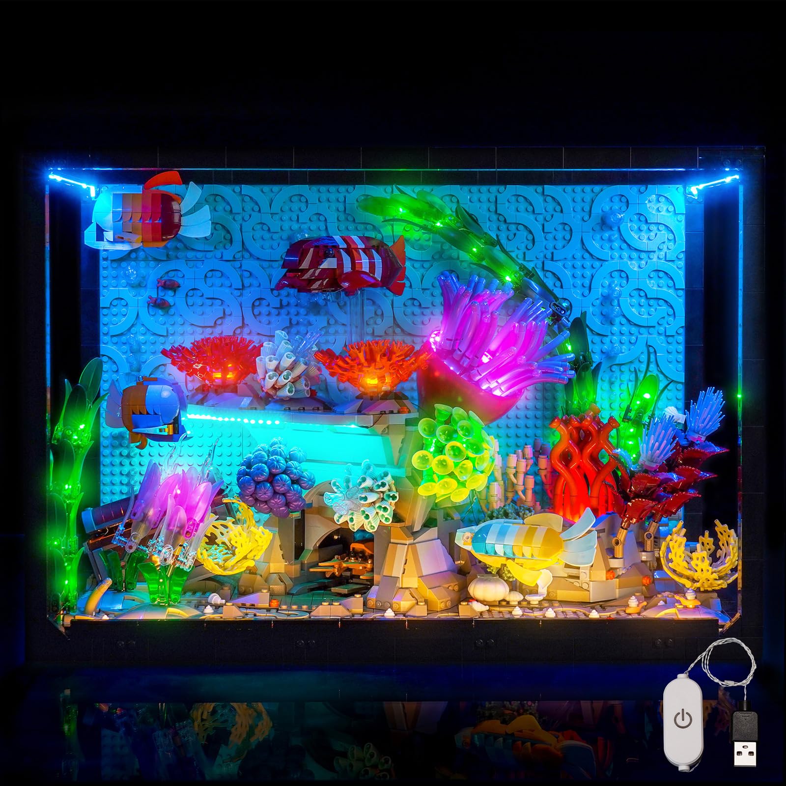 Touch Dimmer Switch Led Light Set Compatible with Lego Tropical Aquarium 10366 (No Model), Decoration Lighting Set Compatible with Lego Tropical Aquarium Building Blocks Model — image 1