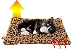 FLYSTAR Cat Bed Mat for Indoor Cats - Self Warming Leopard Cute Cat Mat, Soft Warm Washable Self Heating Pet Bed Pad for Small, Medium, Large Cats & Puppies(15.7"*19.7")