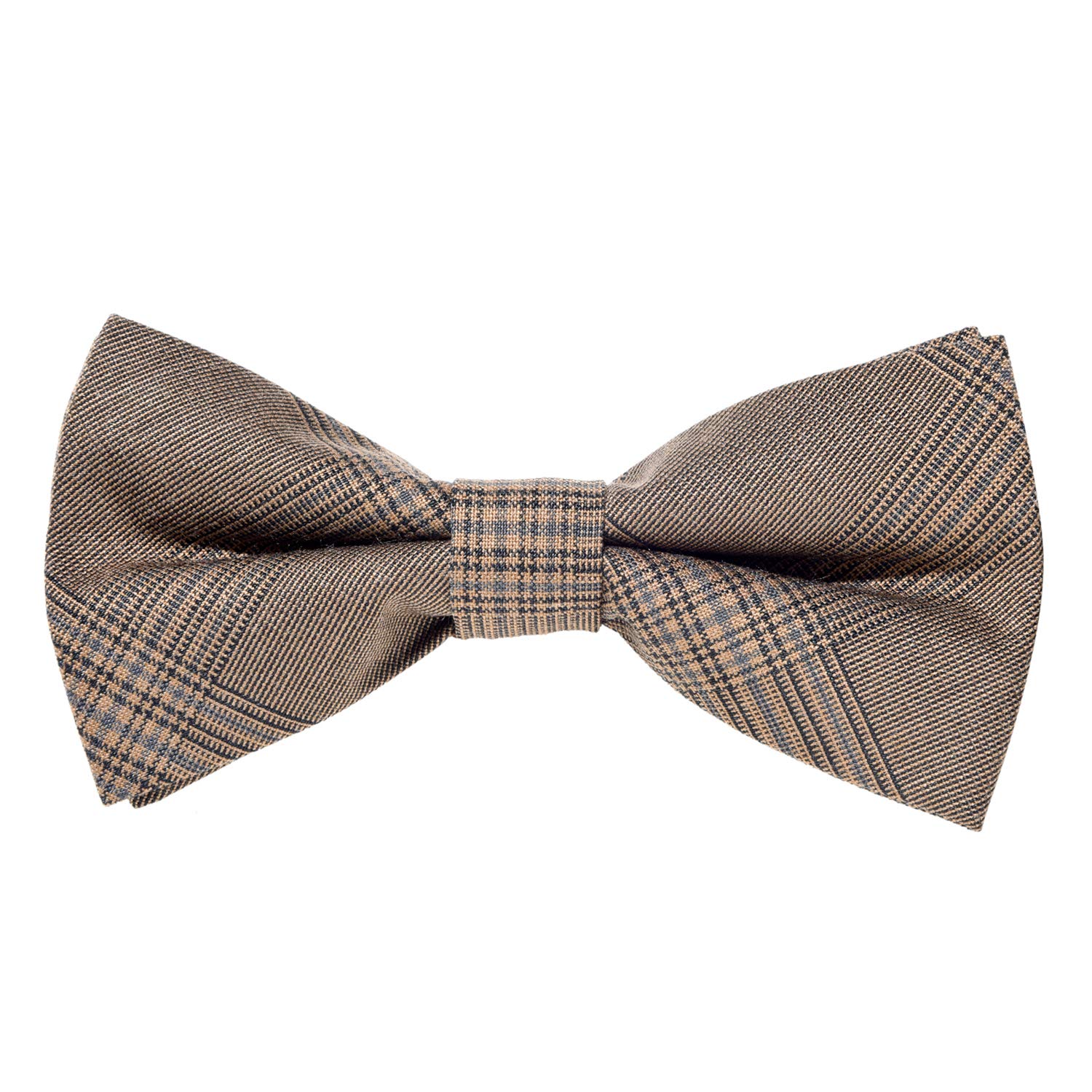 MASADA corduroy bow tie brown plaid - men's accessory in vintage look, continuously adjustable, handmade with hook closure - 12 x 6 cm