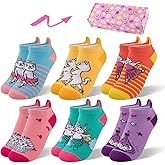 Comfoex Kids Girls Novelty Funny Ankle Socks - Colorful Animal Fashion Silly Cartoon Cute Unicorn Cotton Socks - 6 Pairs