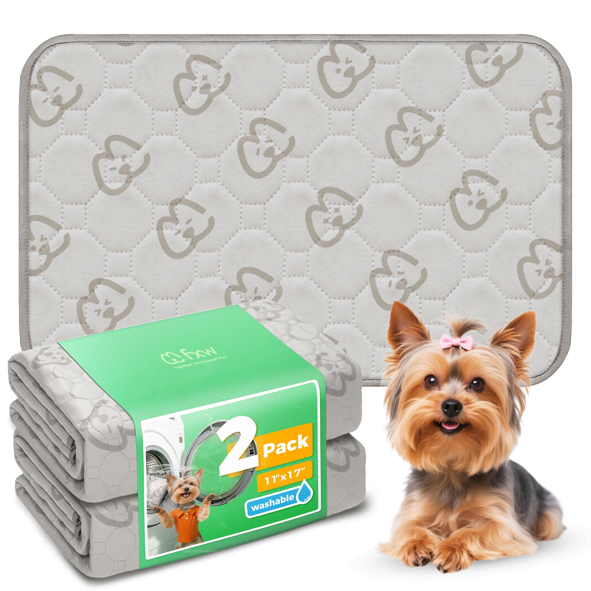 Photo 1 of FXW Washable Pee Pads for Dogs, Puppy Pads with Super Absorbent, Specifically Designed for 18inch Cages, 17" × 11" Rectangle, Khaki, 2 Packs