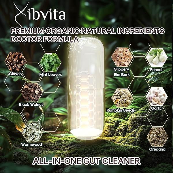 VIBVITA GUT HEALTH CLEANSE DETOX CAPSULES – INTESTINAL CLEANER WITH WORMWOOD, BLACK WALNUT, GARLIC BULB, CLOVE SUPPORT COLON CLEANSER & DIGESTION SYSTEM FOR WOMEN & MEN, 30 CAPS