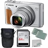 Canon PowerShot SX740 HS Digital Camera (Silver) 5PC Bundle - Includes 64GB SD Memory Card + Point &amp; Shoot Case + Extra Battery + Microfiber Cleaning Cloth + More (Renewed)