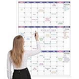 Large Dry Erase Calendar for Wall - Undated 3 Month Wall Calendar, 27.7" x 40", Erasable & Reusable Laminated White Board Cal