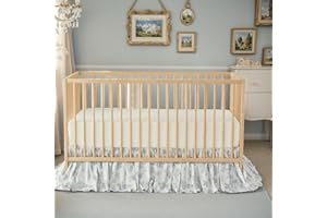Brandream French Country Toile Floral Print Cotton Crib Skirt Toddler Bedskirt Baby Nursery Crib Bed Skirt Boho Bohemian Neut