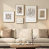 Framed Matisse Abstract Neutral Wall Art, 5 Piece Large Beige Canvas Prints Set, Modern Minimalist Geometric Botanical Painti