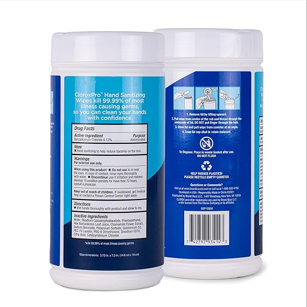 CLOROX PRO ALCOHOL FREE HAND SANITIZER WIPES WITH BZK – GENTLE HAND SANITIZING WIPES FOR HANDS IN BULK CANISTER – DISINFECTING SANITIZER SOLUTION FOR SCHOOL SUPPLIES & OFFICE USE, 100 COUNT