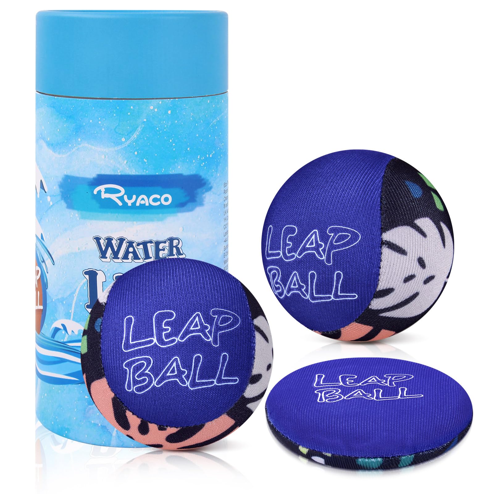 RYACO Leap Ball Water Skipping Pool Balls 3 Pack Bouncing Beach Ball for All Ages Extreme Water Bathing Fun with Friends Family at Beach Lake Pool River Lake