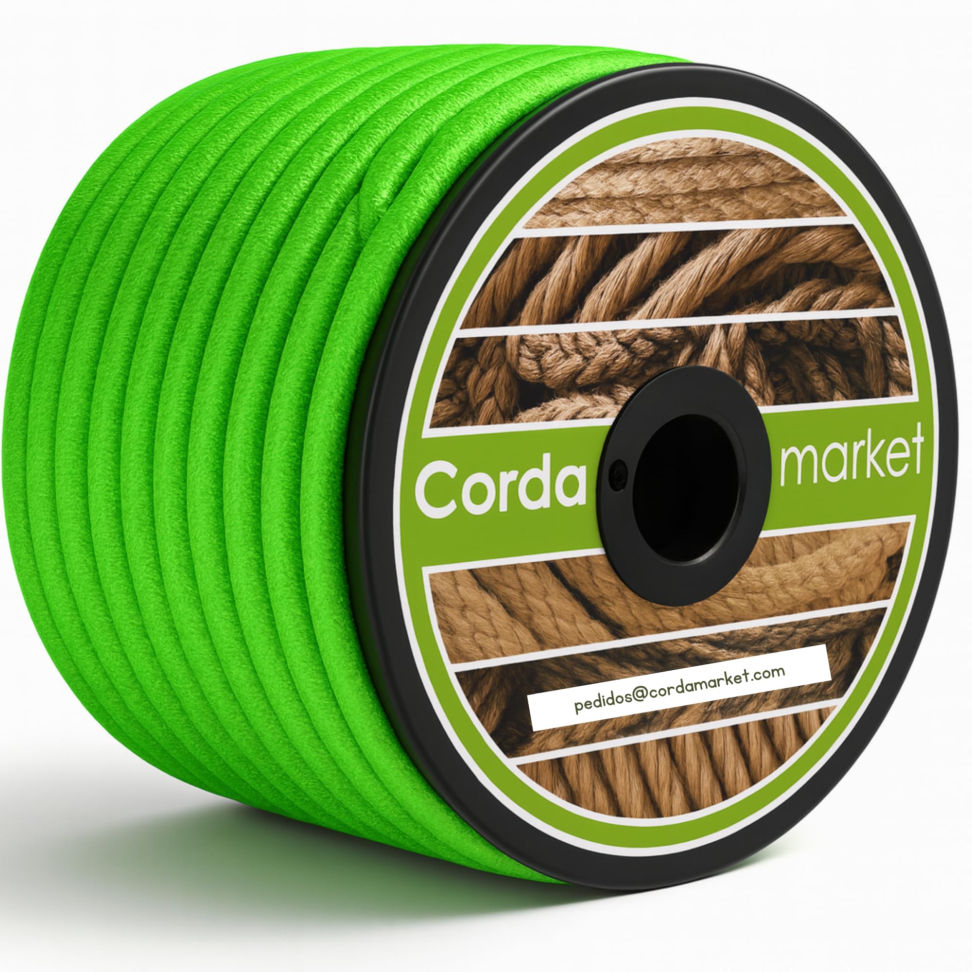 CORDAMARKET 10mm Elastic Rubber, Adults Unisex, Fluorescent Green, 25 mts