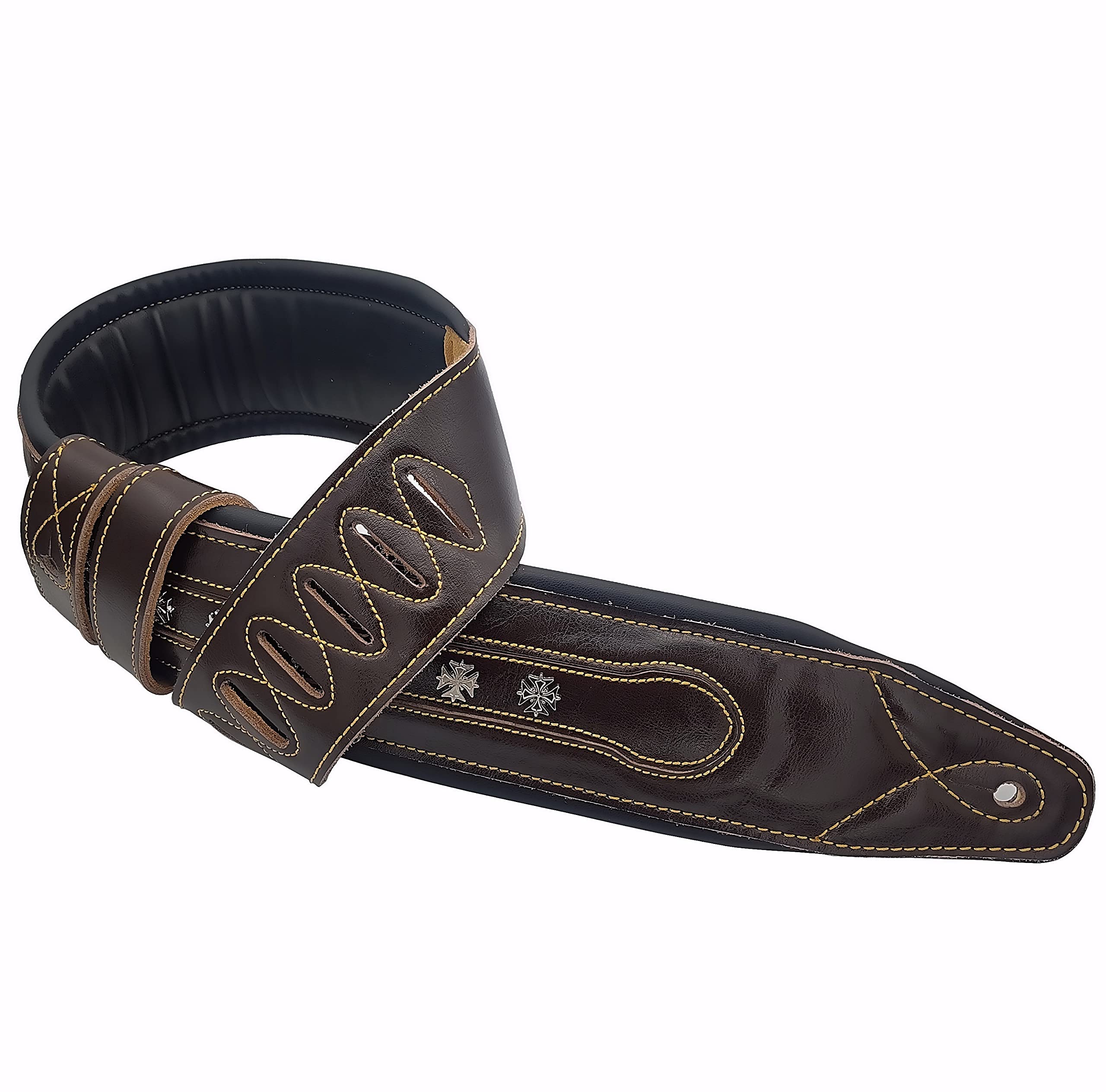 Spartan Music Padded Studded Electric Guitar/Bass Strap (Dark Brown)