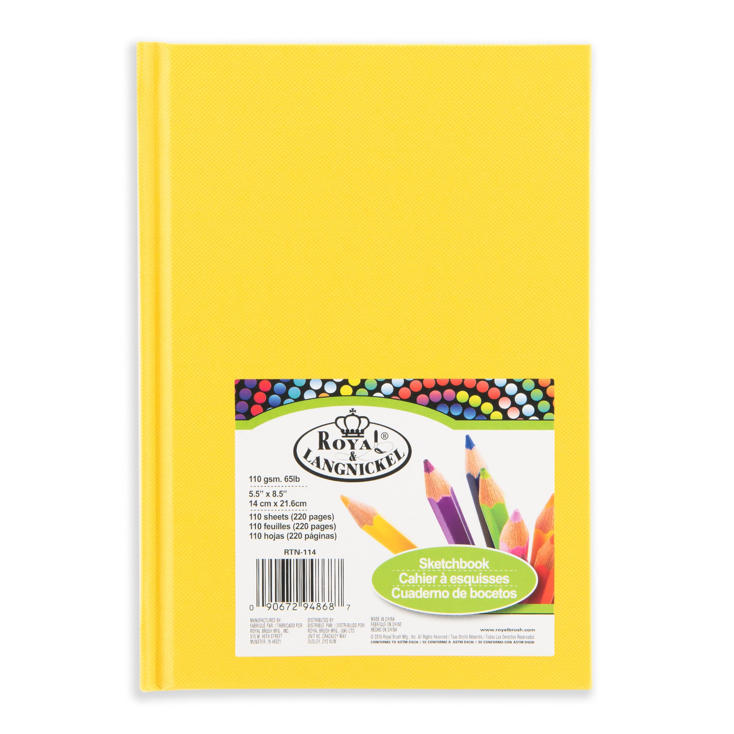 Royal and Langnickel Yellow Cover Sketchbook 5.5 inch x 8.5 inch