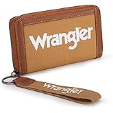 Montana West X Wrangler Classic Logo Wallets Wristlet Purse for Women Vintage Boho Ladies Wallet Coin Purse Two-Tone Credit Card Holder