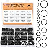 500 Pcs 20 Sizes O Ring Kit,Rubber O-Ring Assortment Kit, Rubber Washers Pressure Washer Gasket Rings Set for Plumbing Various Car Auto Vehicle Repair, Air or Gas Sealing Connections Resist