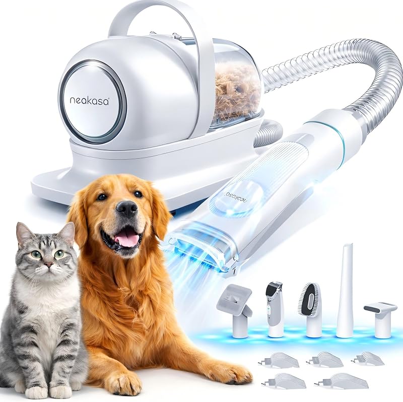 P1 Pro Hundeschermaschine mit Staubsauger, leise Schermaschine Hund Katze, Profi Haustierpflegeset, Tierhaarschneidemaschine, elektrische Hundetrimmer mit 5 bewährten Pflegewerkzeugen