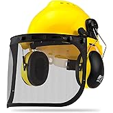NEIKO 53880A Forestry Helmet for Safety with Shield and Earmuffs, Chainsaw Helmet with Face Shield, Hard Hat Safety Gear Equipment, Protective Face Shield and Mesh Shield for Face Protection