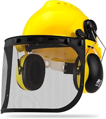 NEIKO 53880A Forestry Helmet for Safety with Shield and Earmuffs, Chainsaw Helmet with Face Shield, Hard Hat Safety Gear Equipment, Protective Face Shield and Mesh Shield for Face Protection