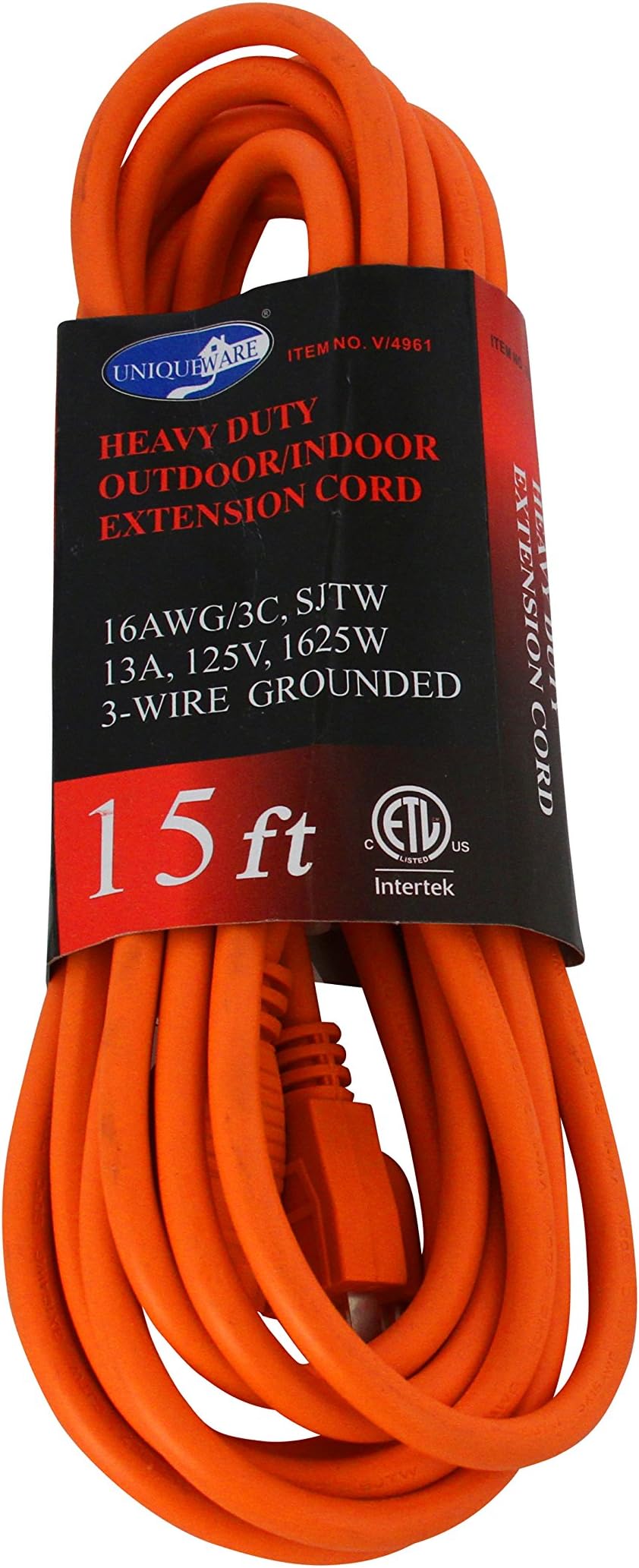 Uniqueware V4961 Heavy Duty Outdoor Indoor Extension Cord 15 Ft