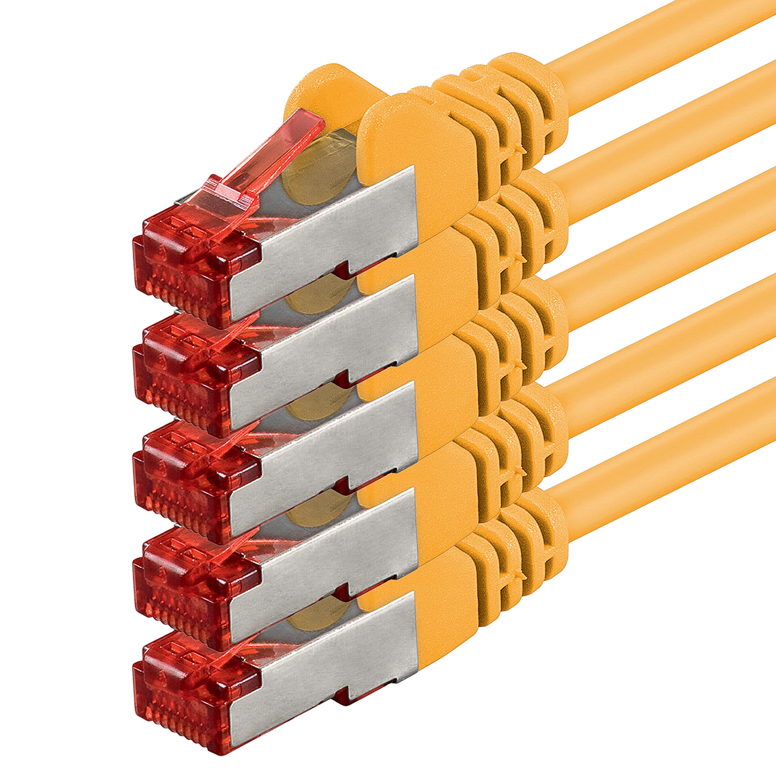 1aTTack.de 5x 7.5m - Cat 6 network cable patch cable Cat6 RJ45 SFTP - yellow