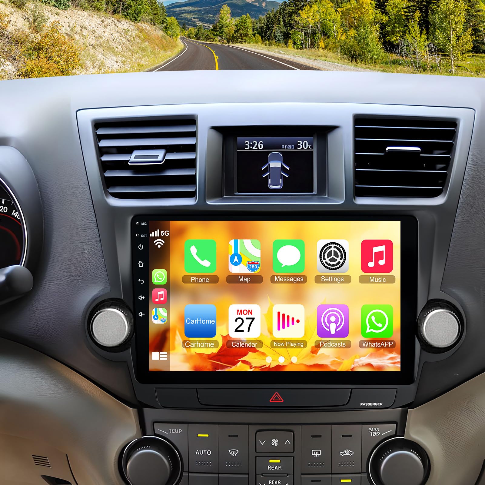 4G+64G Car Radio for Toyota Highlander 2008 2009 2010 2011 2012 2013, Wireless Carplay&Android Auto with Android 13 Support Bluetooth/Voice Control/GPS/WiFi/SWC/FM, 10.1 Inch IPS Touch Screen