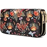 Nabegum Mushroom Wallet for Women Ladies Purse Large Extra Capacity Zip Around Wallets (Mushroom print)