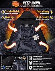 TACVASEN Mens Snow Ski Mountain Jacket Fleece