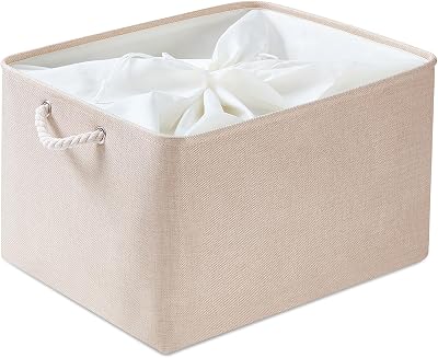 Mangata Fabric Storage Boxes Light Khaki XL with Canvas Outer and Rope Handles