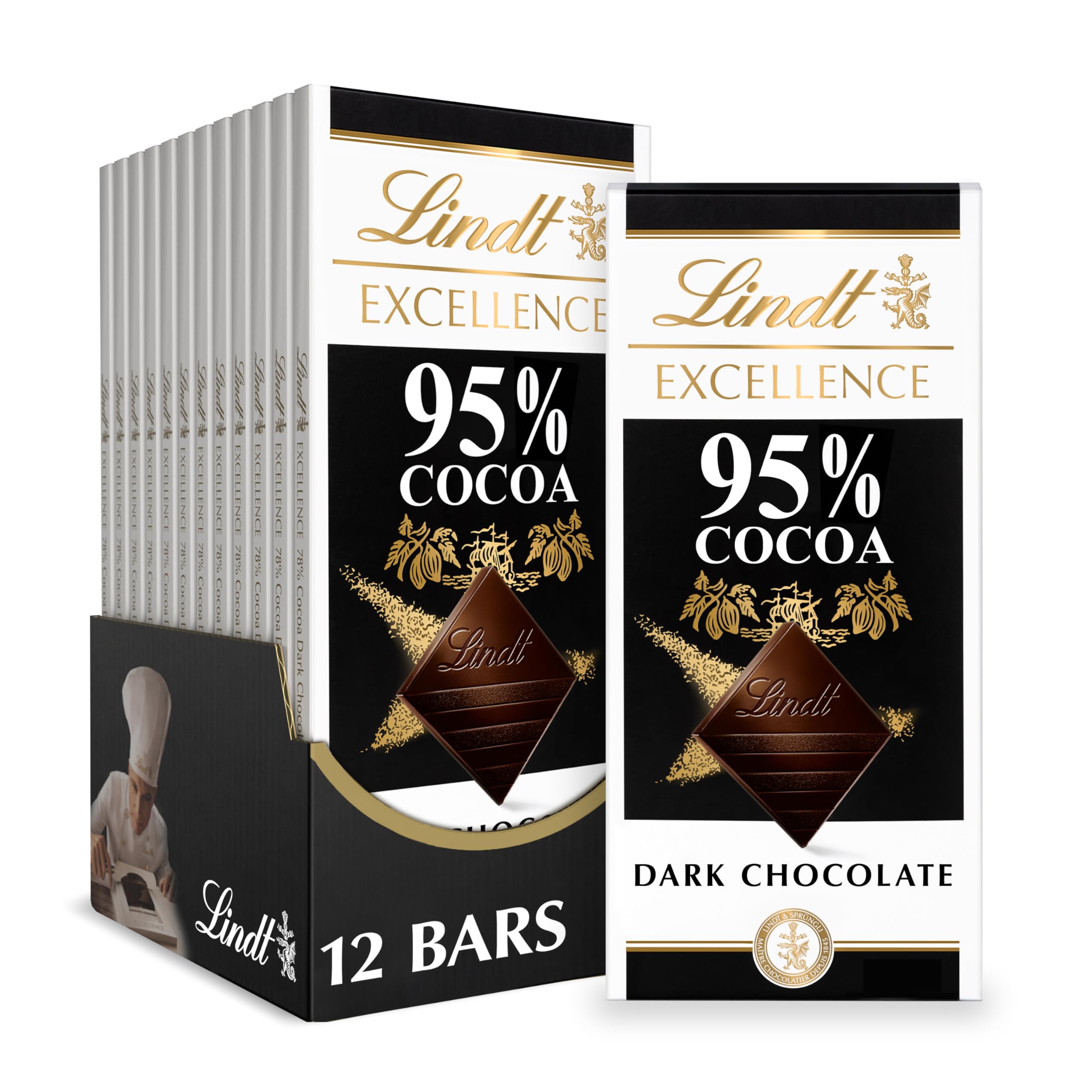Lindt EXCELLENCE 95% Cocoa Dark Chocolate Bar, Dark