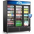 Mojgar 56 Cu Ft Commercial Display Fridge for Beverage,3 Glass Door Upright Refrigerator Merchandiser with Front LED Light,Large Freestanding Compact Slim Business Cooler for Shop,Restaurant,Apartment