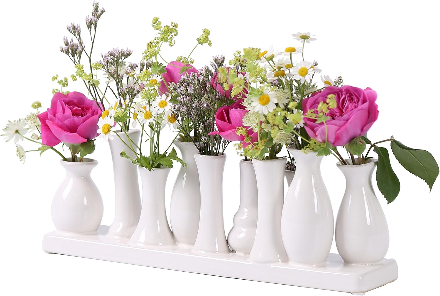 Home&Decorations Jinfa Handmade Small Ceramic Vase Set, Multicoloured or Plain, 5-10 Mini Vases, Table & Living Room Decor