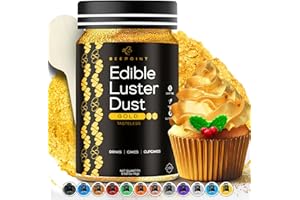 BeePoint Gold Edible Luster Dust 15g - Food Grade, Vibrant Color Shimmer Powdered Dust for Drinks, Cocktails, Cake Decorating, Baking, Chocolates, Candy, Sweets, & Cookies - Vegan & Gluten Free