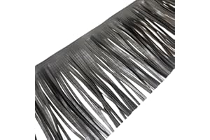 2 Yards PU Leather Fringe Trim 6 Inch Sewing Tassel Trim for DIY Craft Clothing Handbag Sewing Craft Embellishment Decoration