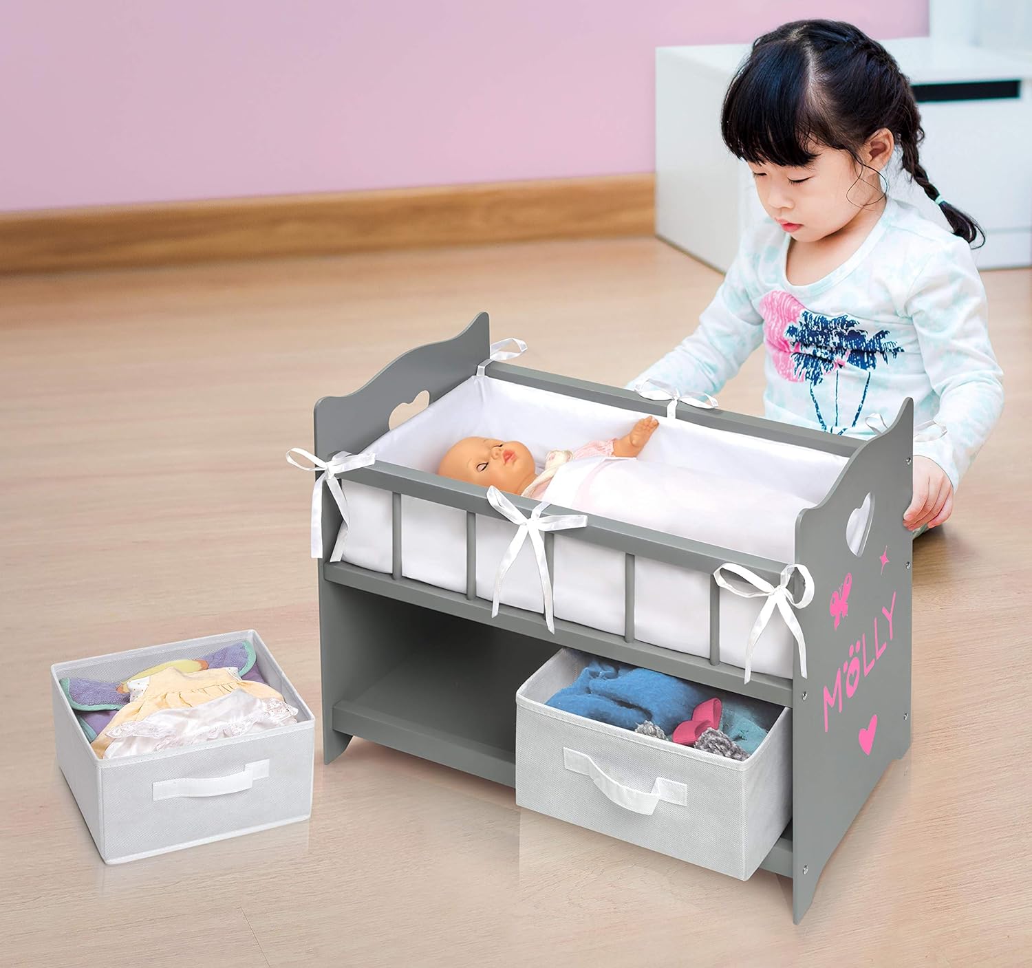 badger basket white doll crib