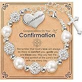 Lydow First Communion Confirmation Baptism Cross Bracelet for Girls, Catholic Jewelry Gifts for Kids Daughter Goddaughter Granddaughter 6+2 Inches