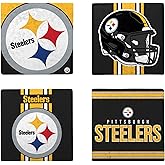 FOCO NFL Official Game Day 4-Pack Beverage Drink Stone Coaster Set (Pittsburgh Steelers)