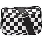 ycnice Wristlet Wallets for Women Checkered Nylon Quilted Wallet Travel Crossbody Bags with 4 Zippers Coin Card Phone Holder