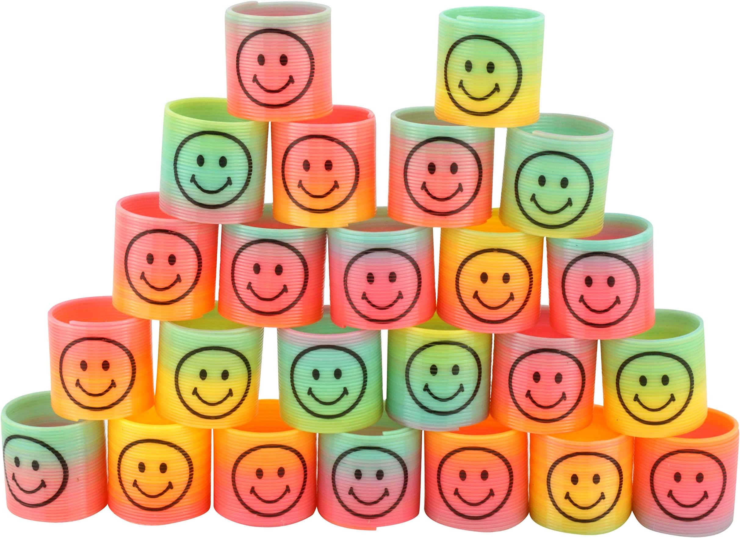 HOVUK® 24-48 Bright Coloured Slinky Face Mini Rainbow Spring Toy Loot Party Bag Filler (24 Pcs)